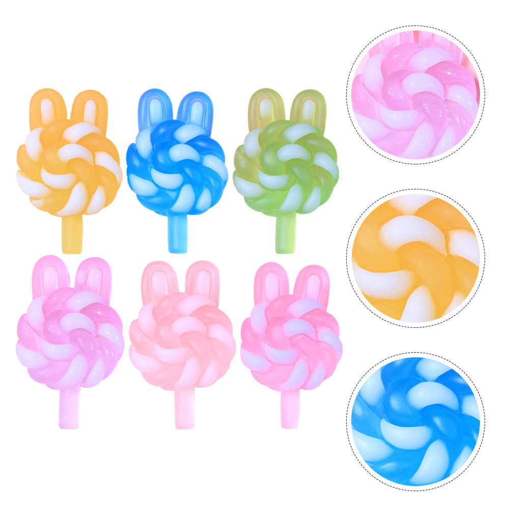 Resin Art Keychain - 24Pcs 귀여운 만화 롤리팝 참 토끼