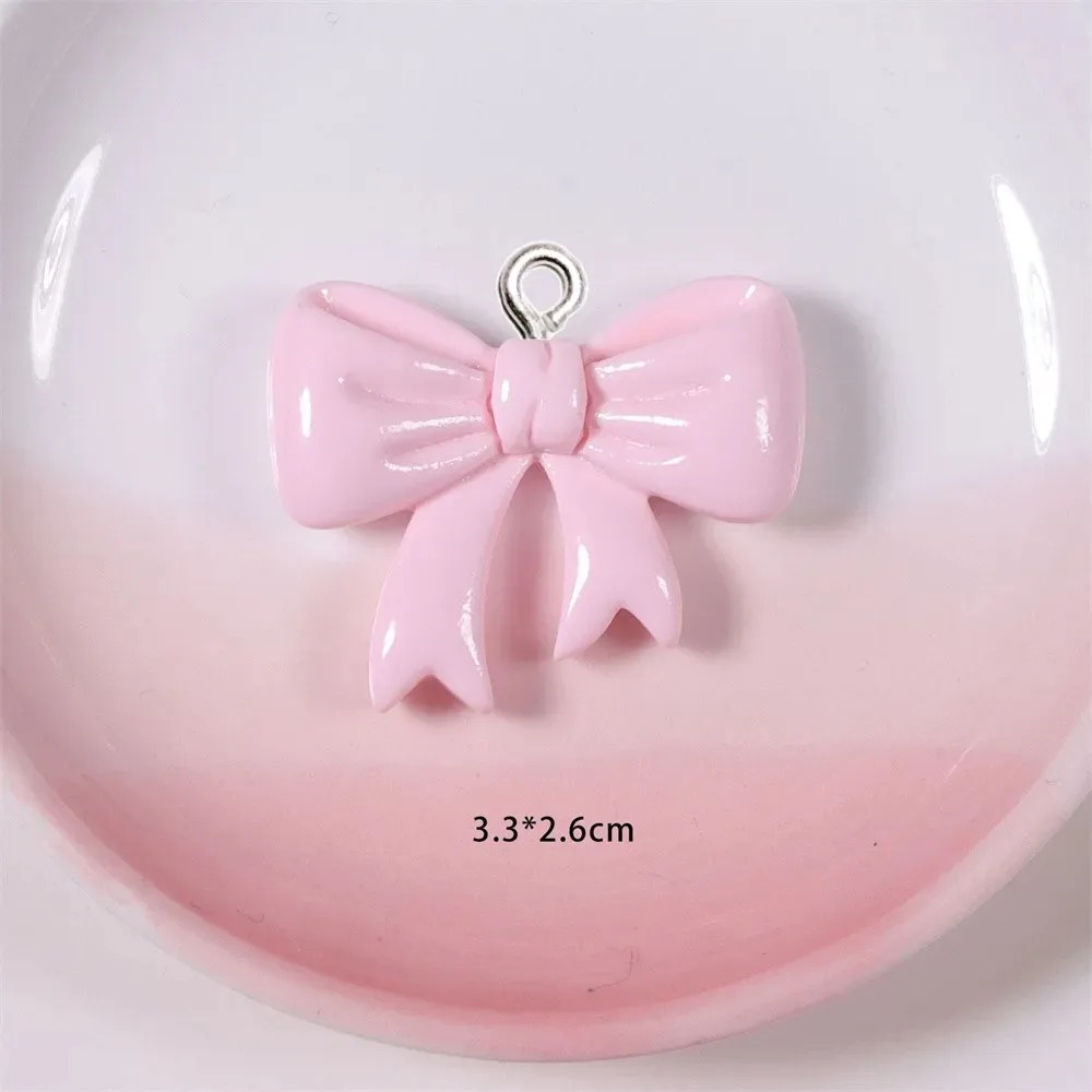 Resin Art Keychain - 10 조각 캔디 컬러 보우 수지