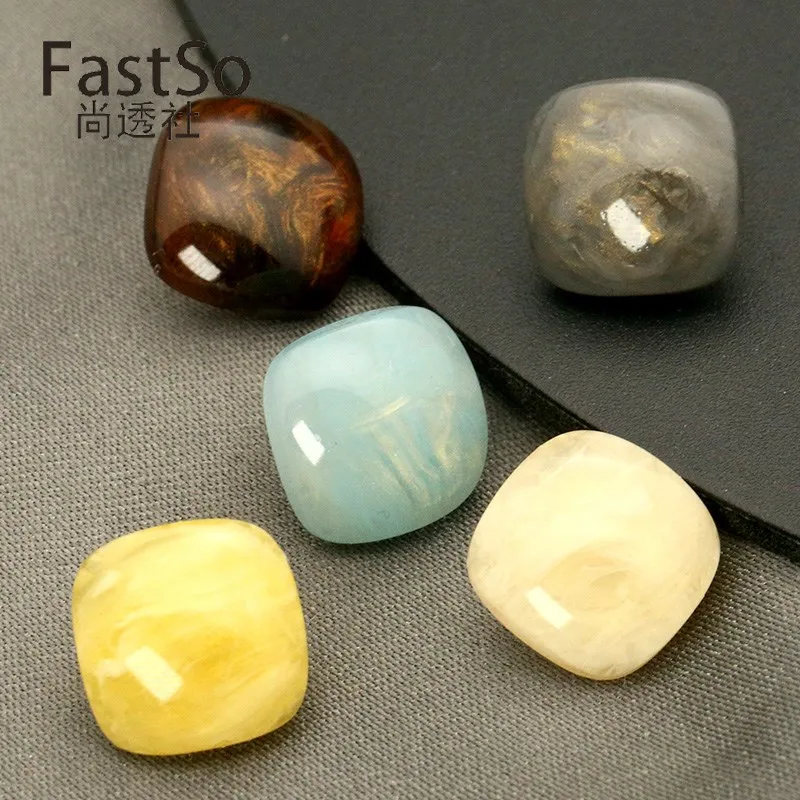 Pearl Powder Resin - 사각형 수지 셔츠 단추 진주 단추
