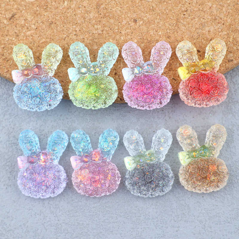 Resin Art Keychain - 5PCS 18*25mm 빛나는 그라데이션 토끼 수지
