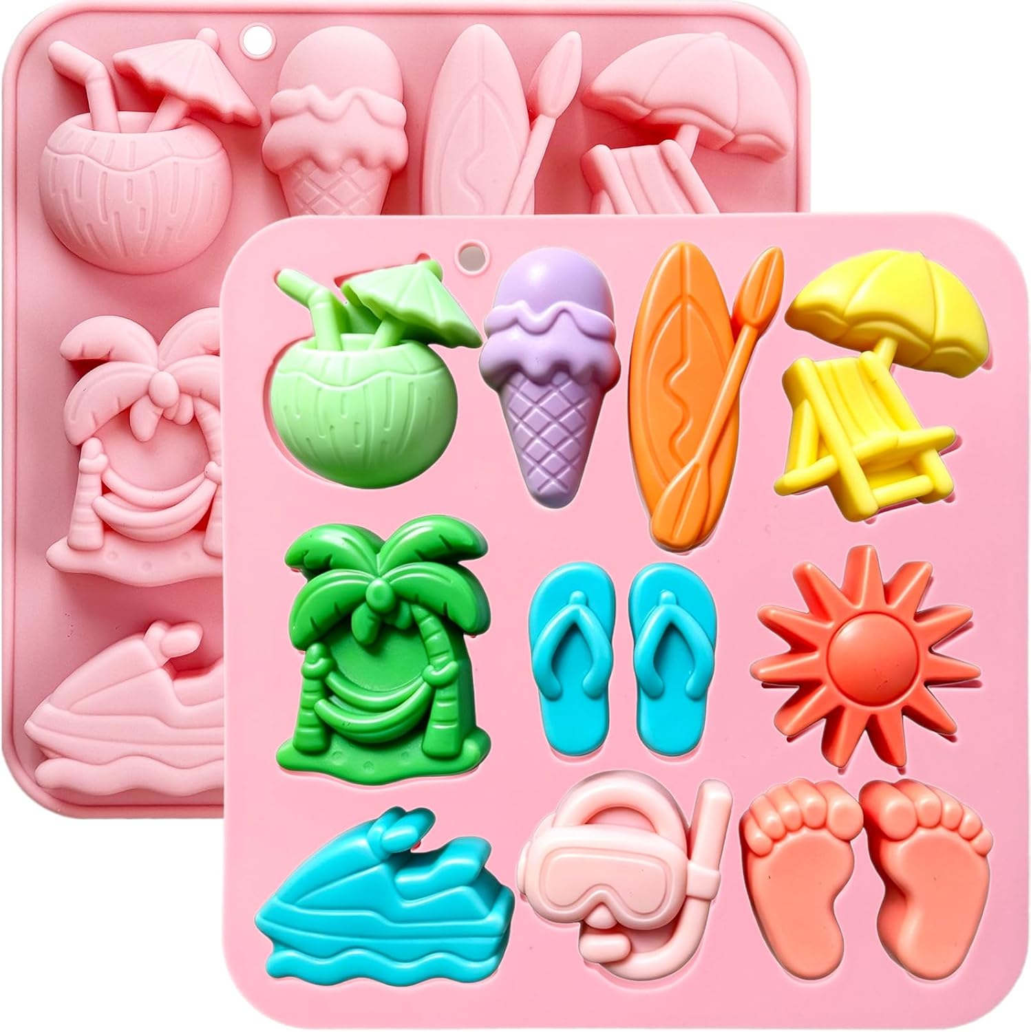 Resin Art Beach Theme - 여름 해변 실리콘 몰드 10구멍 열대