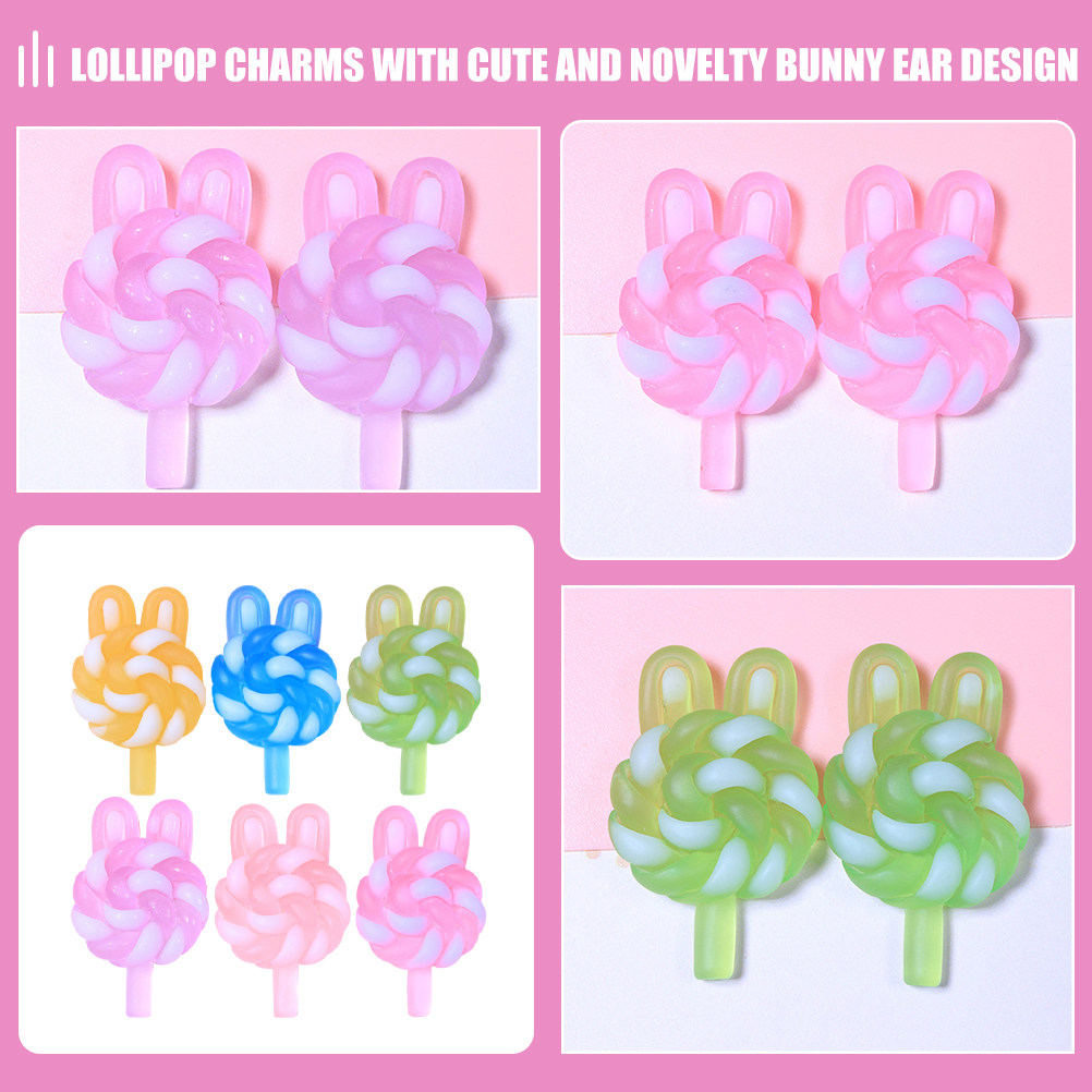 24Pcs 귀여운 만화 롤리팝 참 토끼 모양의 빛나는  - Resin Art Keychain 리뷰 및 가격