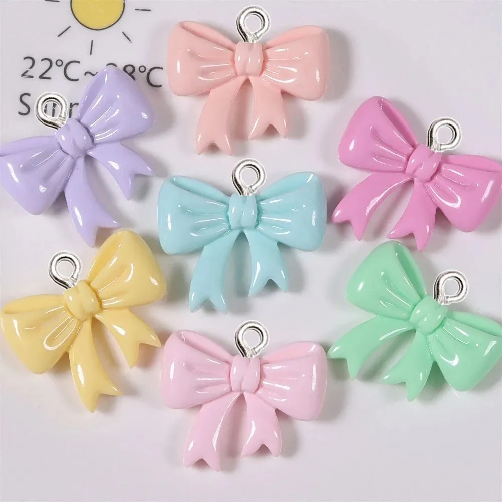 10 조각 캔디 컬러 보우 수지 참 수제 장식품 여성  - Resin Art Keychain 리뷰 및 가격
