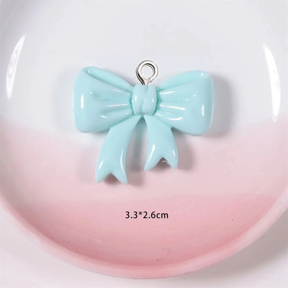 10 조각 캔디 컬러 보우 수지 참 수제 장식품 여성  - Resin Art Keychain 리뷰 및 가격