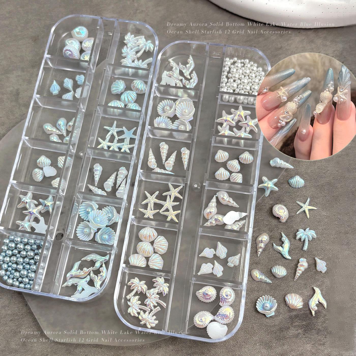 12칸 3D 믹스 오션 스타일 네일 아트 참 레진 조개 - Resin Art Beach Theme 리뷰 및 가격