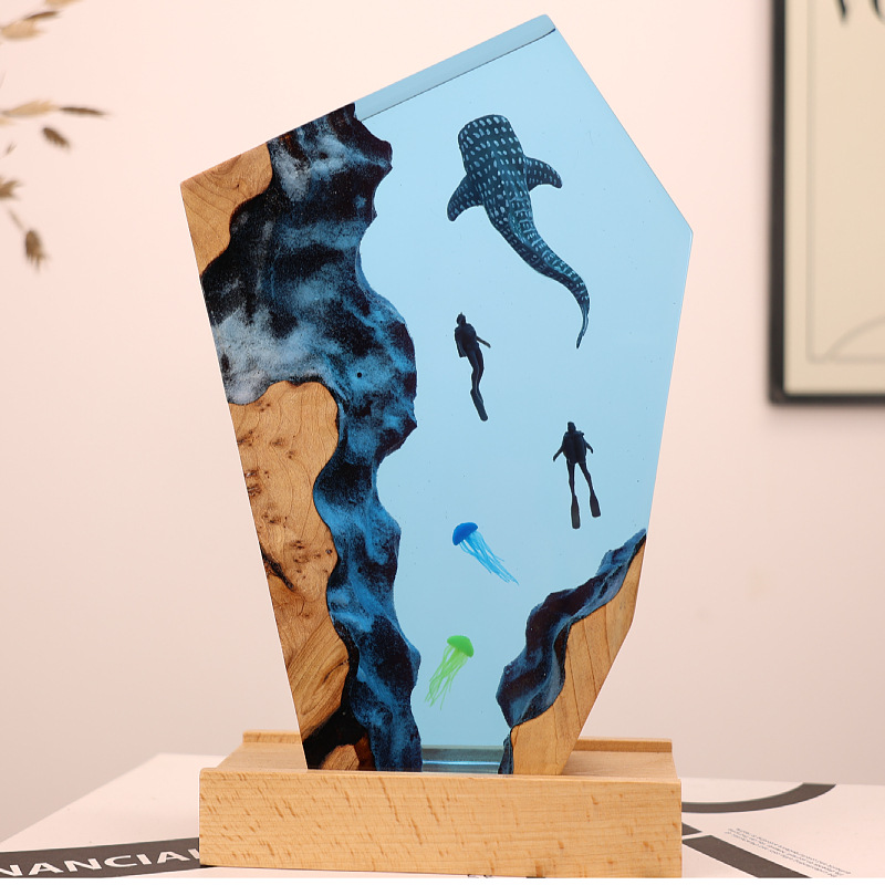 레진 동굴 고래 다이버 데스크탑 해파리 발광 장식품 창 - Resin Art Gift For Anniversary 리뷰 및 가격