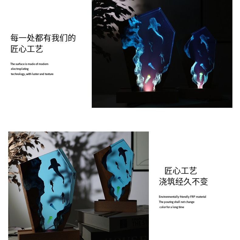 레진 동굴 고래 다이버 데스크탑 해파리 발광 장식품 창 - Resin Art Gift For Anniversary 리뷰 및 가격