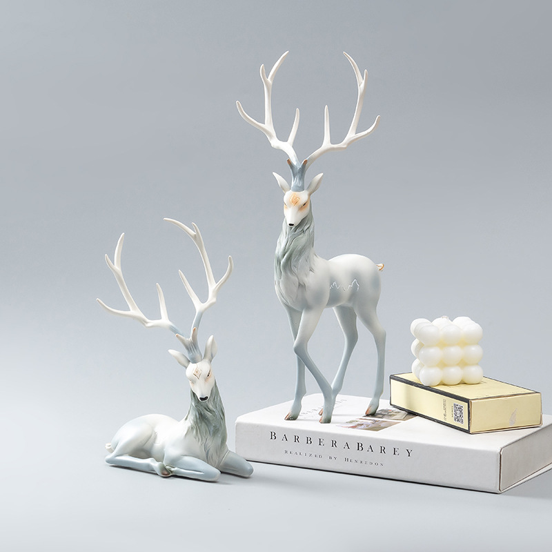 라이트 럭셔리 엘크 레진 공예 장식품. 베이지 블루 홈 - Resin Art Gift For Anniversary 리뷰 및 가격