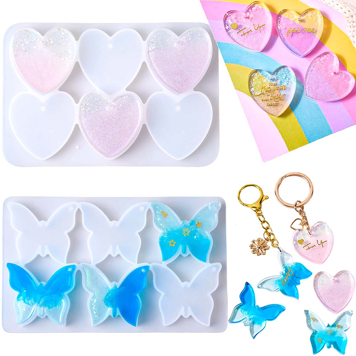 6개의 구멍이 있는 귀걸이 실리콘 몰드 DIY 하트 나 - Resin Art Keychain 리뷰 및 가격
