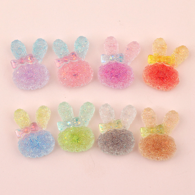 5PCS 18*25mm 빛나는 그라데이션 토끼 수지 카 - Resin Art Keychain 리뷰 및 가격