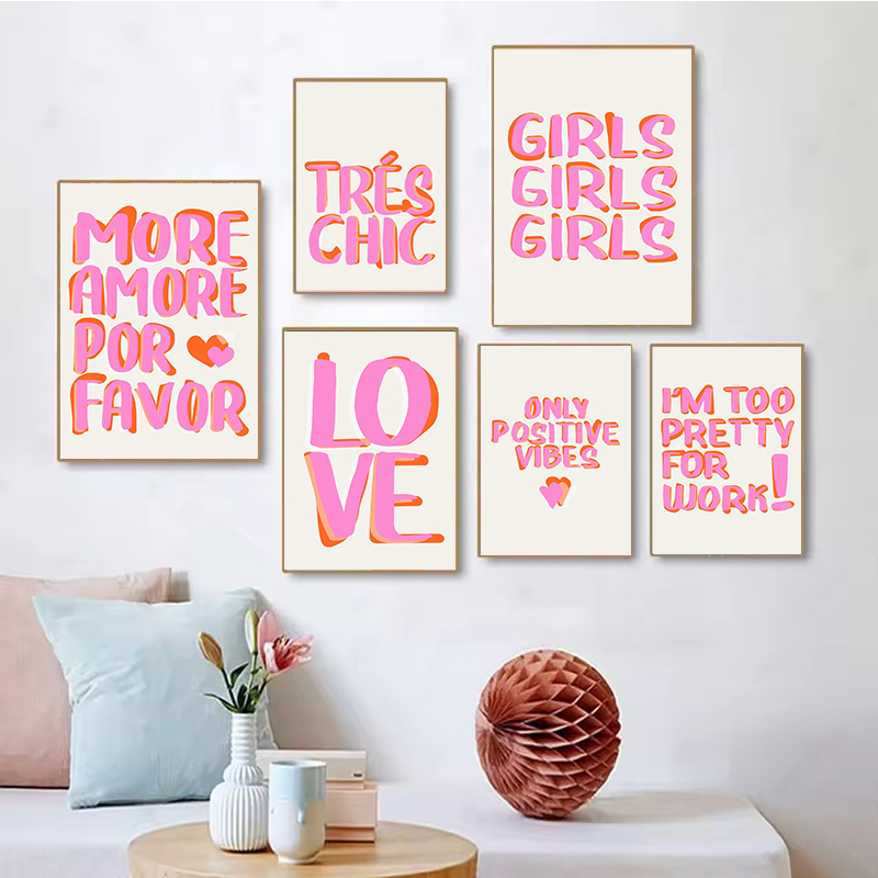 북유럽 스타일의 사랑스러운 컬러풀한 핑크 러브 걸즈 명 - Resin Art Quotes 리뷰 및 가격