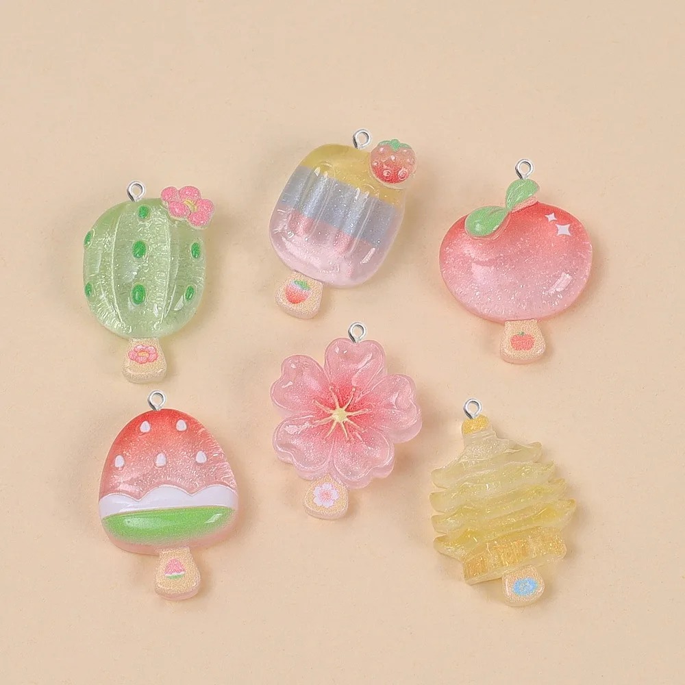 10개 귀여운 여름 아이스크림 레진 펜던트 선인장 복숭 - Resin Art Keychain 리뷰 및 가격